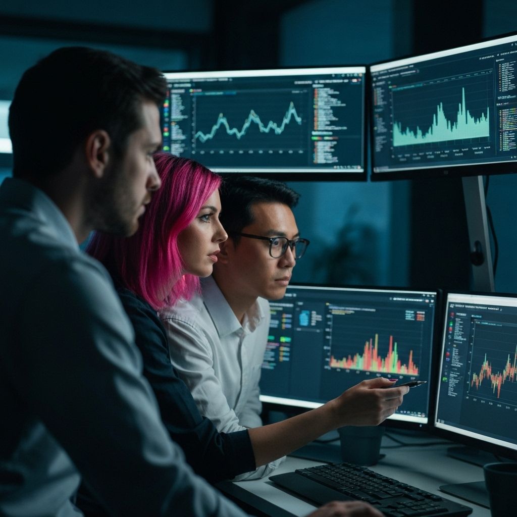 Analysts reviewing blockchain evidence